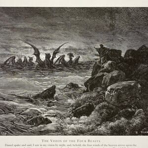 Dore, Four Beasts, Fear-Fortress, Illustration, Print, Bookplate ~ 240707-WH 292